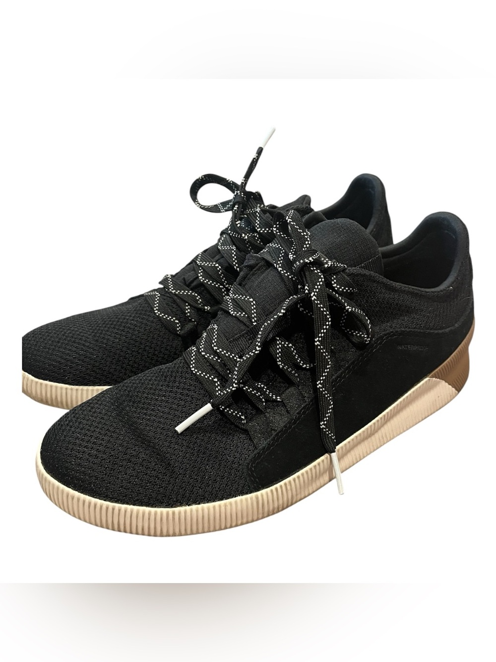 Sorel Black Knit Sneakers with Tan Cream Sole